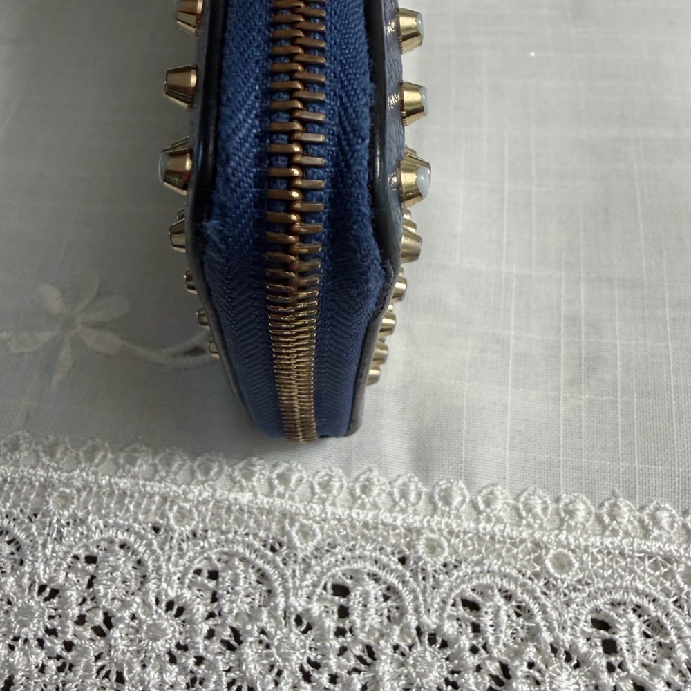 Authentic Christian Louboutin Navy Wallet with Silver Studs - Picture 7 of 16